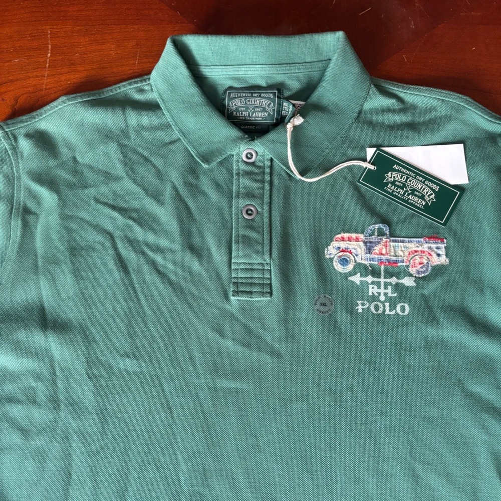 Polo Country Ralph Lauren M XL Antique Green Artisan Cotton Mesh Polo NWT